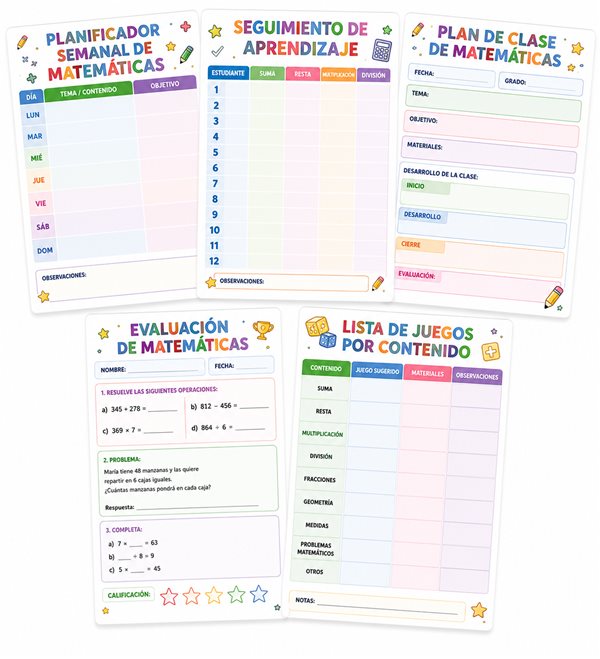 Kit Planificador de Clases de Matemáticas: fichas de planificación listas para imprimir