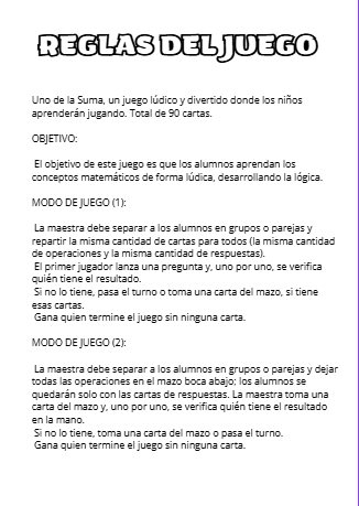 Página del manual con las reglas del juego